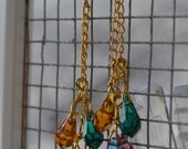 Jewel Tone Gold Plated Drop Earrings