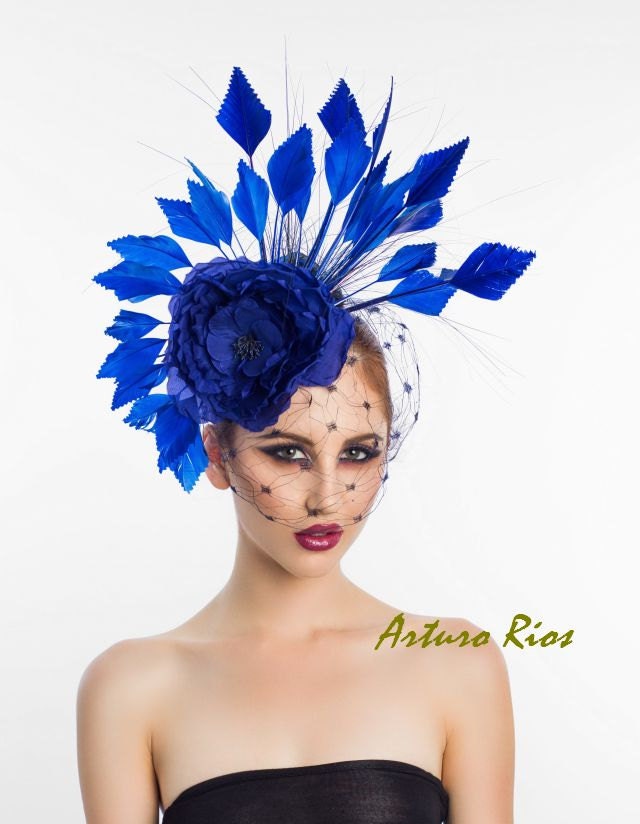 Royal Blue Fascinator Cocktail Hat Headpiece