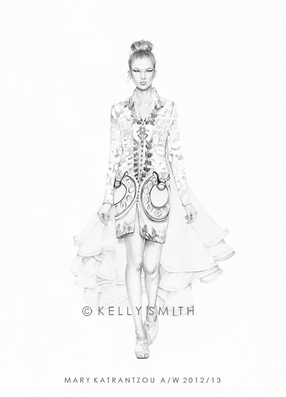 Mary Katrantzou ORIGINAL PENCIL ILLUSTRATION