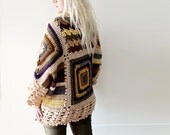 Afghan Crochet Cardigan-Beige