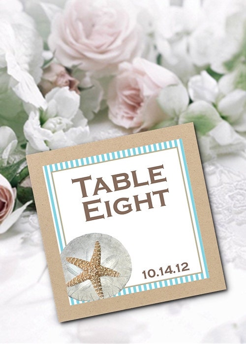Table Number Cards, Wedding, Rehearsal Dinner, Shower, Sea Shells, Beach Theme Il_570xn