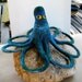 Sale Needle Felted Octopus Large Blue Green Cephlapod with Coiled Arms Ocean Decor Display or Toy Sturdy Felted Creature