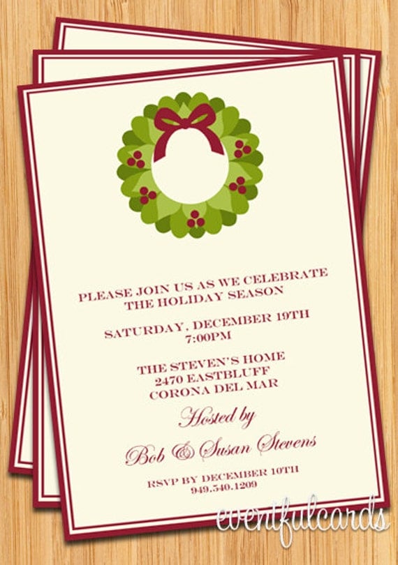 Christmas Wreath Holiday Party Invitation Il_570xn