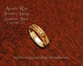 Mokume Gane, Etched Double Ring - Random Pattern/Fine Silver Liner by Stephenie Lynch. Size 9. (U.S.) Size R 1/2 - S.