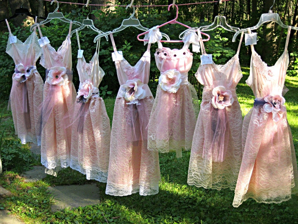 Cupcake bridesmaid and flower girl dresses - Custom made - pink, ivory, blue, coral, green, or any color, vintage wedding