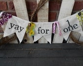 First birthday banner/ Photography Backdrop/ Announce Pregnancy /Photo Prop/Torn Fabric/ Bunting /Wedding Banner/ Nursery Decor/ CUSTOM
