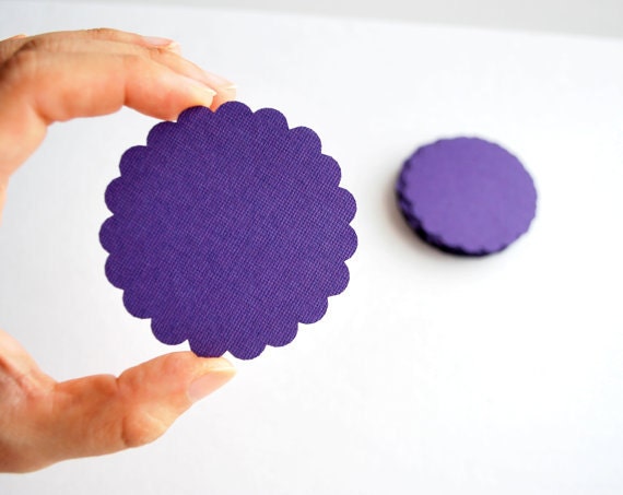 50 scalloped circles (2 inches) Textured Cardstock Die Cut A160 Il_570xn