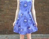 vintage floral grunge dress, size small, deadstock, blue, 90's clothing, tumblr, summer
