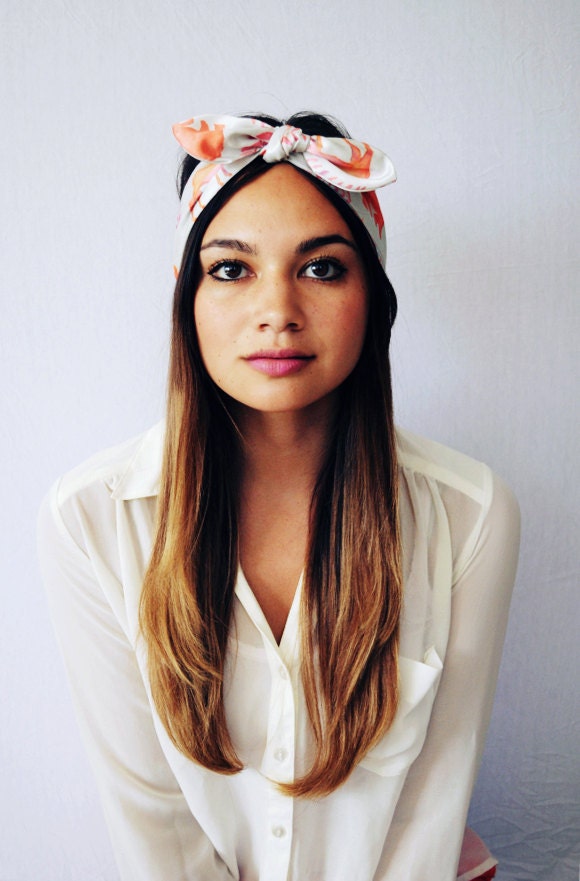 Forest animals print in tangerine head wrap headband
