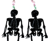 40% OFF - Extra Long Black Skeleton Earrings