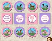 PRINTABLE Girl Equestrian Party Circles (Personalized) Il_170x135