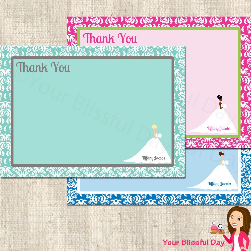 PRINTABLE Bridal Shower Thank You Cards (Customizable) Il_570xn