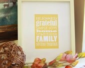 5x7 Thankful Family Rules Subway Art Print Scroll Roll . 5x7 House Rules Poster // Valentines Day Spring New Year // Choose Your Color