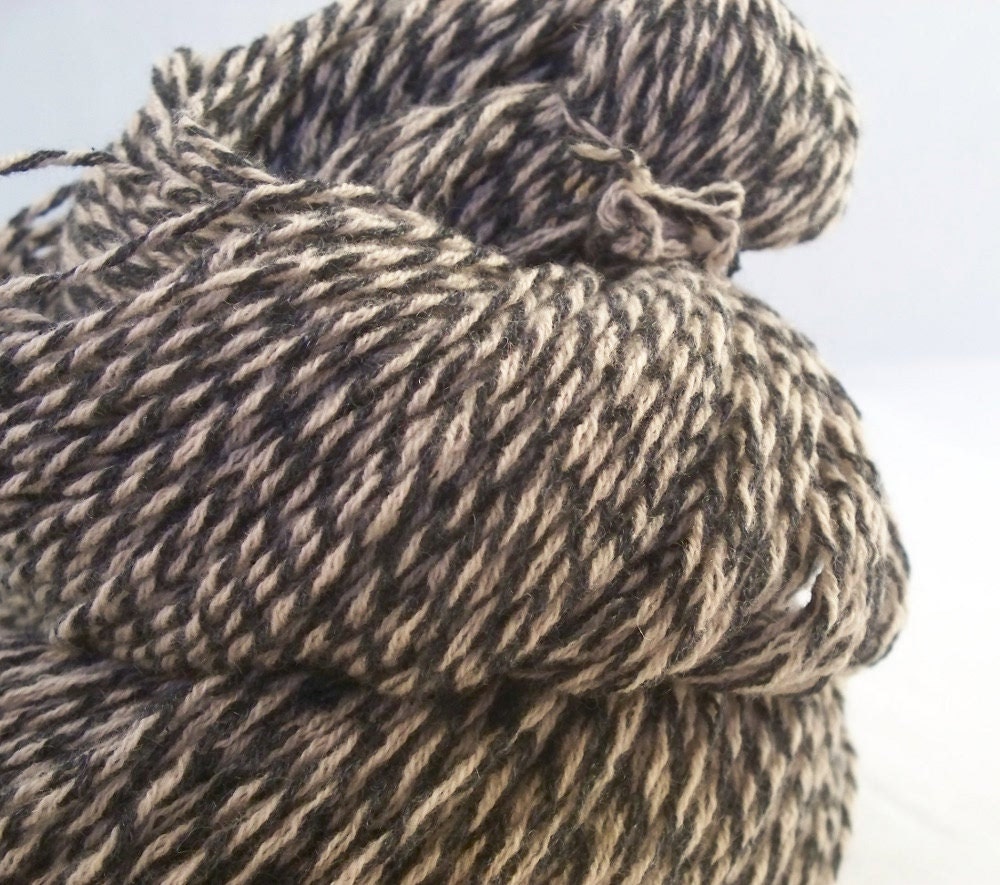 Cashmere Yarn Black Tan Recycled Sweater Cashmere Yarn 300 yds