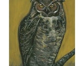 Great Horned Owl Art Painting Print 11 x 14 Signed Bird of Prey Gallery Collection Nature Owls Aviary Art Bird Raptor Nocturnal