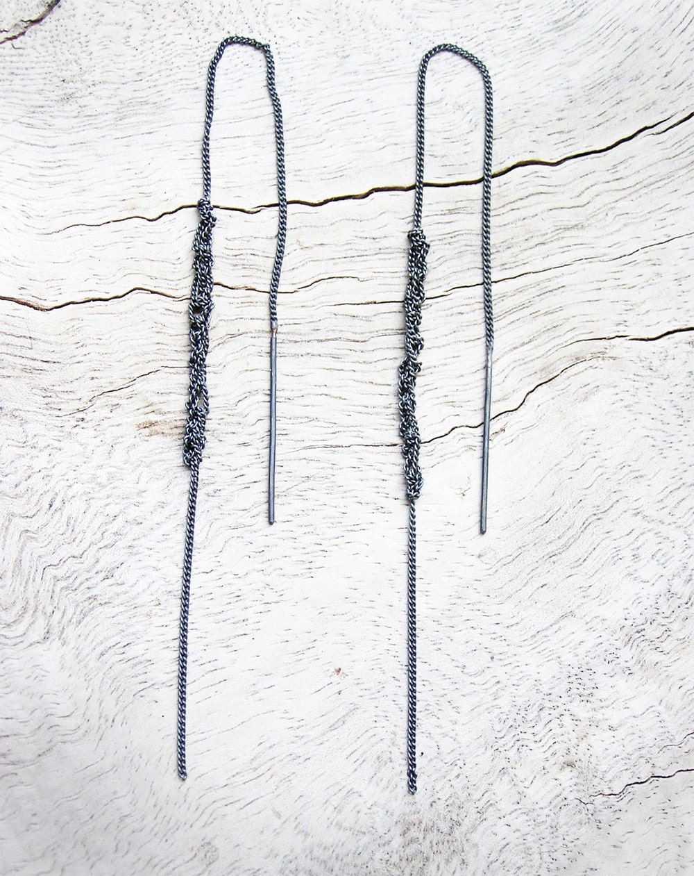 crochet silver chains earrings