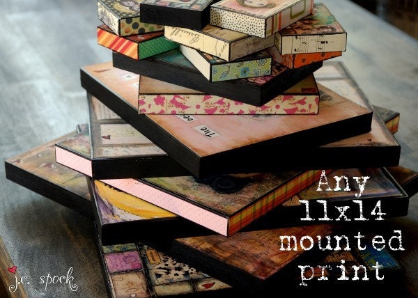 11x14 mounted print: Choose any image, 11x14 mounted wood, mounted artwork, mixed media art, inspirational art, folk art, whimsical art