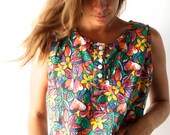 90s floral ABSTRACT hawaiian TANK top slouchy crop top