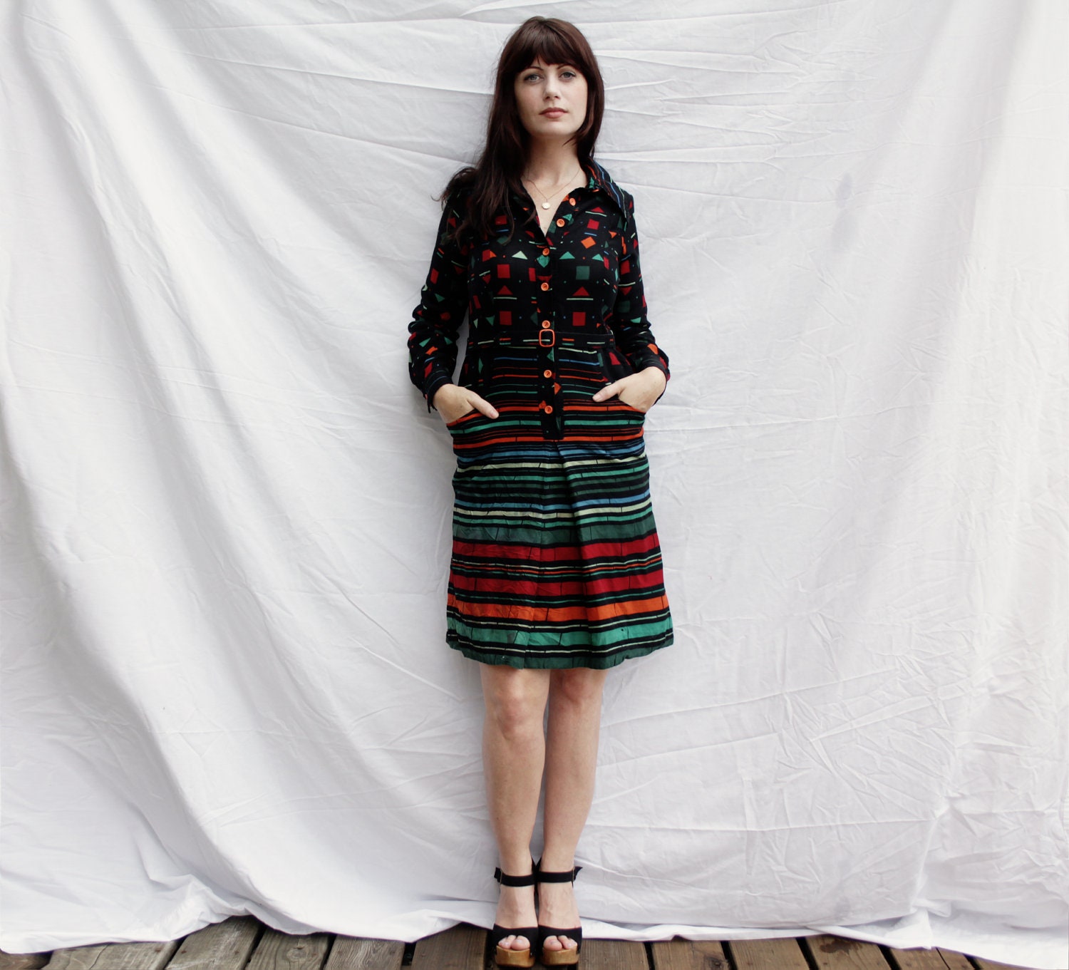 Geometric Shirt Dress
