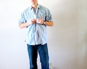 Vintage blue striped mens shirt