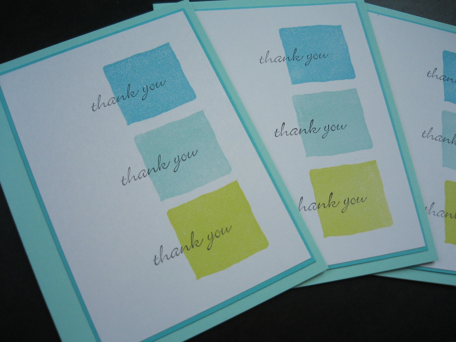 Handmade Thank You Card Set of 5 Aqua