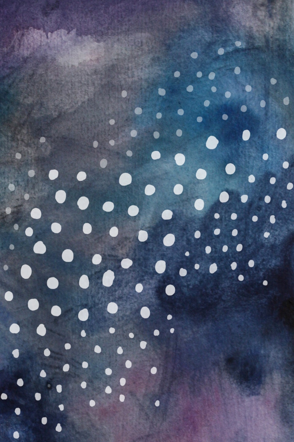 HEMISPHERE abstract watercolor art print in dark blue sky, stars