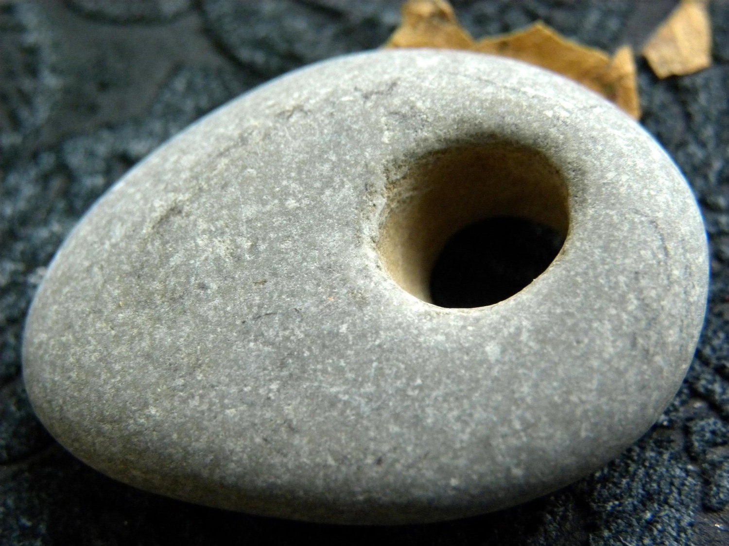 Large stone with perfect natural center hole large by GlassLynx