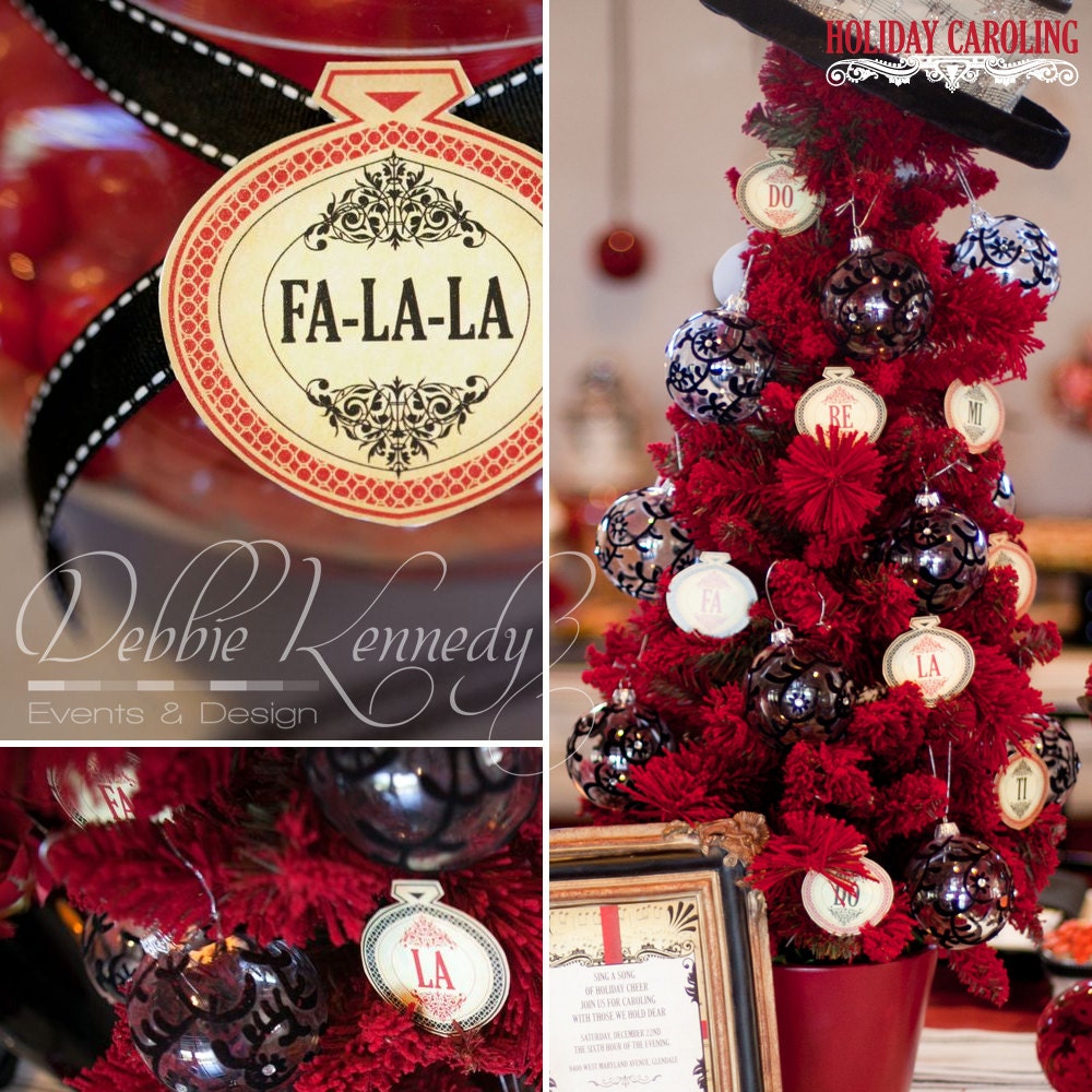 Holiday Caroling Christmas Party Musical Ornament Tags - DIY Printable - Print it Yourself Il_570xn