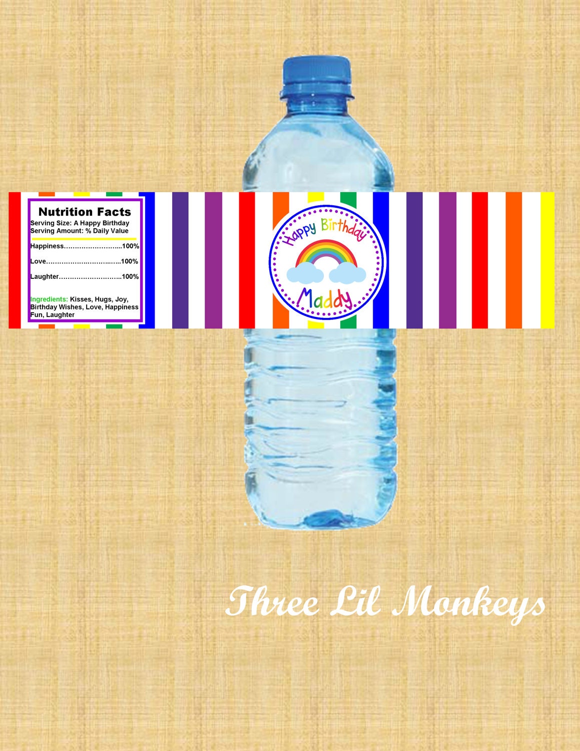 Rainbow Water Bottle Labels