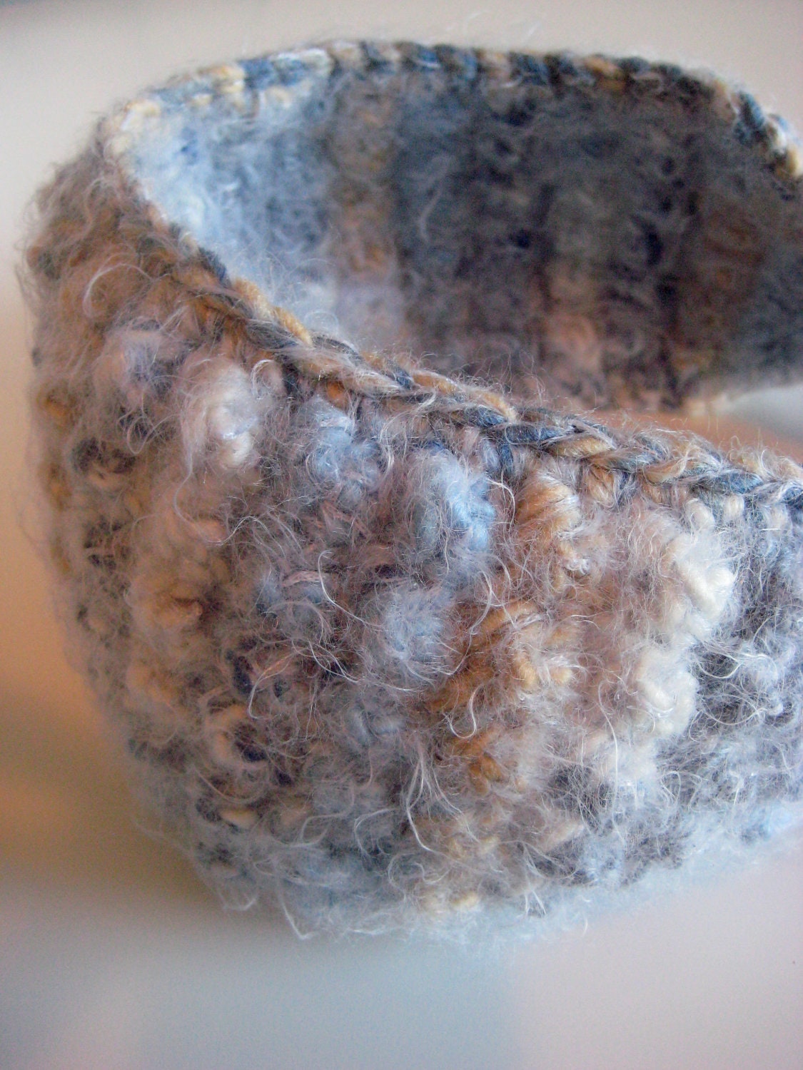 Fuzzy Icy Blue and White Ear Warmer