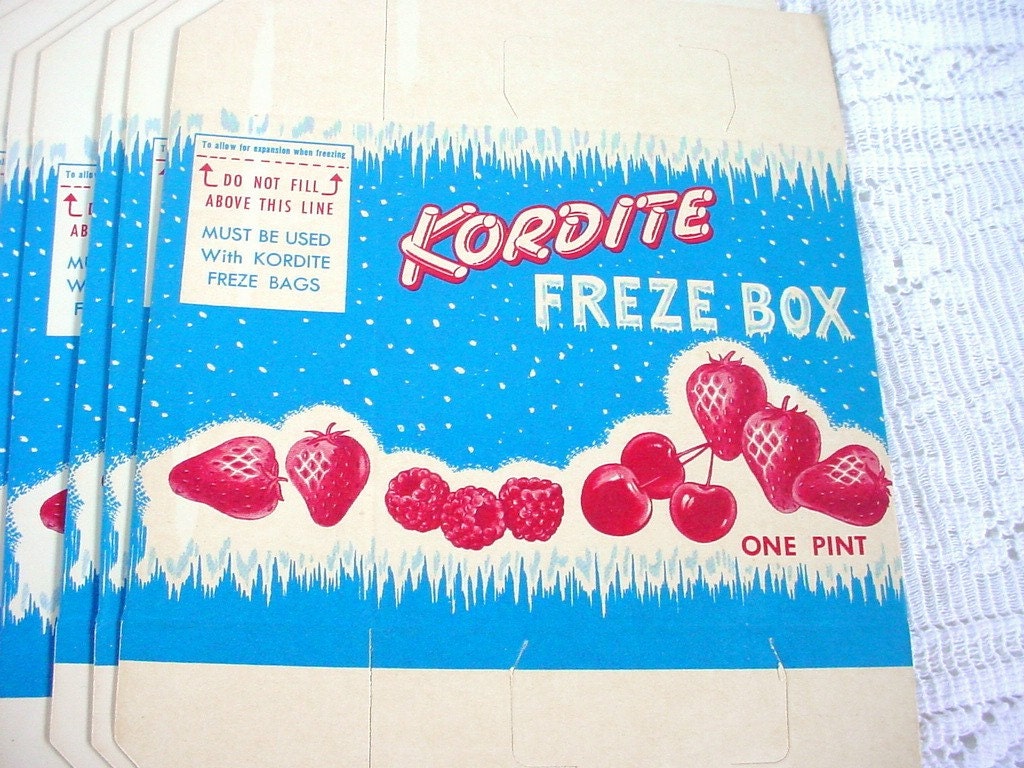 Kordite Freze Boxes - Freezer Boxes - Vintage 1950s - Set of 25 Pint Size - Never Used