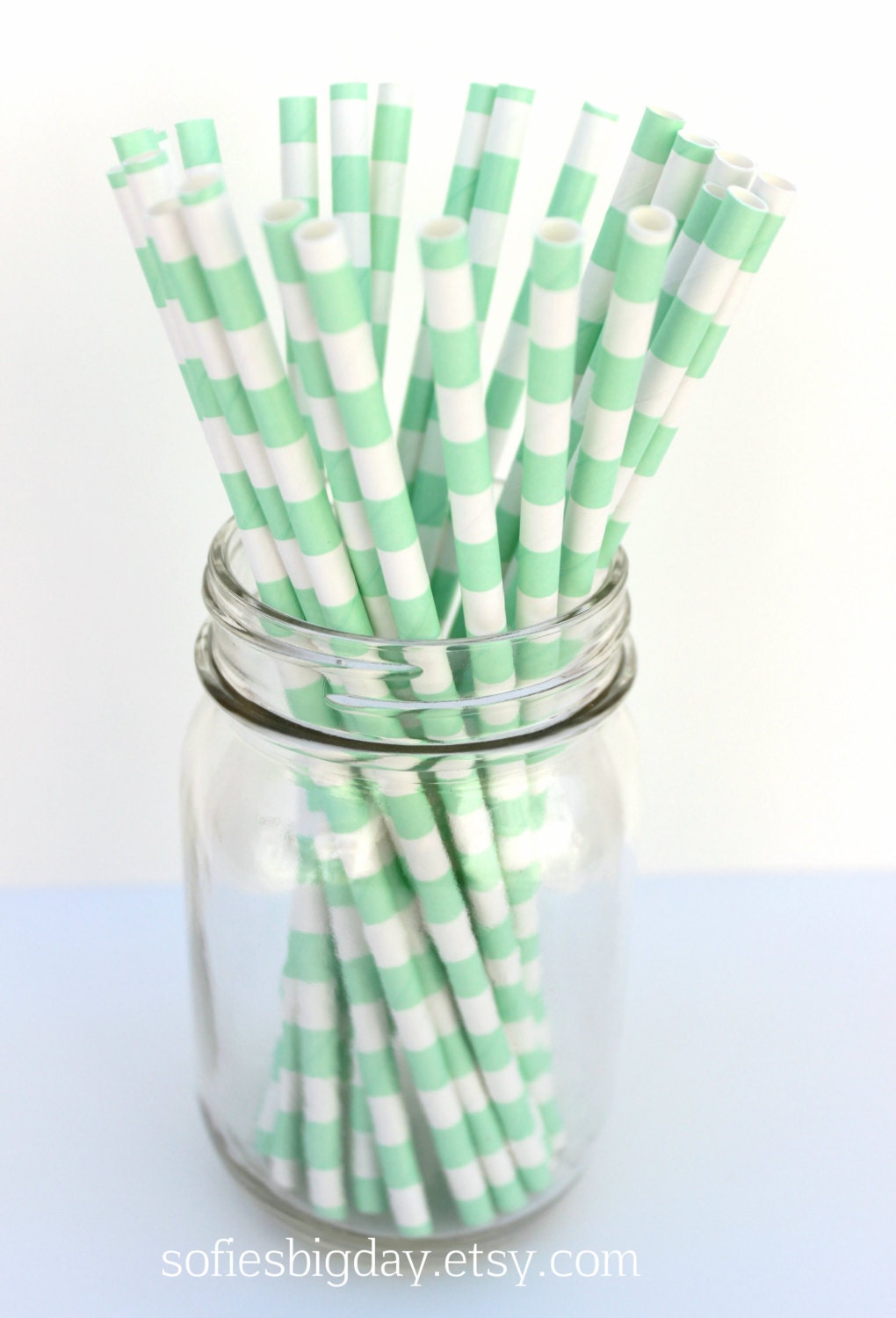 MINT HORIZONTAL Stripe Straws-25 Mint green Stripe Straws-retro stripe straws-paper straws-mint paper straws-25 count Il_170x135