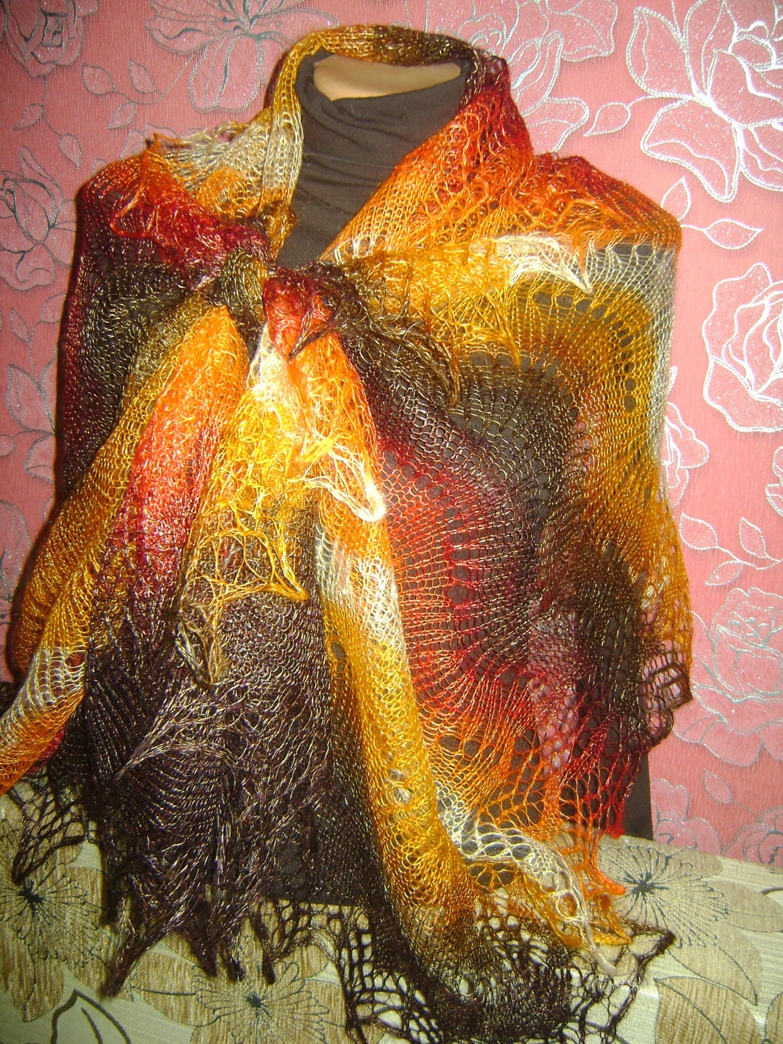 Versatile Foxy Colored Orenburg Shawl