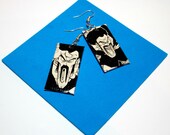 Dragonball Z Comic Capture Earrings. Upcycled. Hercule. Manga Anime Comic Collage. Wood Base. Nickel Free.