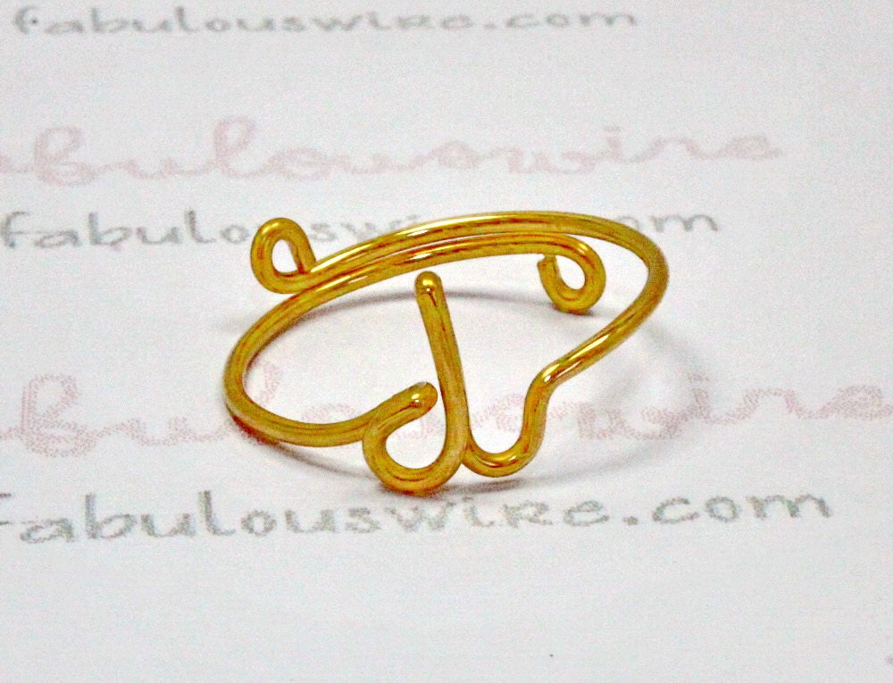 Initial Ring, Custom Made Any Letter, Personalized Wire Jewelry, 14K Gold Filled Wire