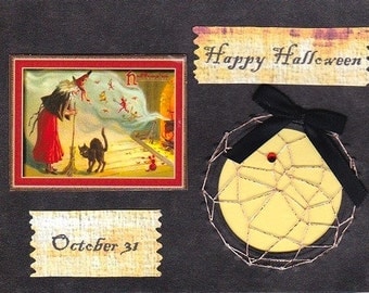 Halloween Greeting Card, Something Wicked, Victorian Inspired OOAK Art Card, Blank Card,