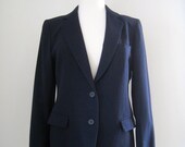 Vintage Wool Jacket / Wool Blazer - Dark Blue - Size Medium