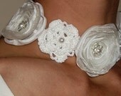 Necklace, Handmade Wedding Jewelry, Crochet and Organza Flower, Bride, Bridesmaids, Unique winter gift