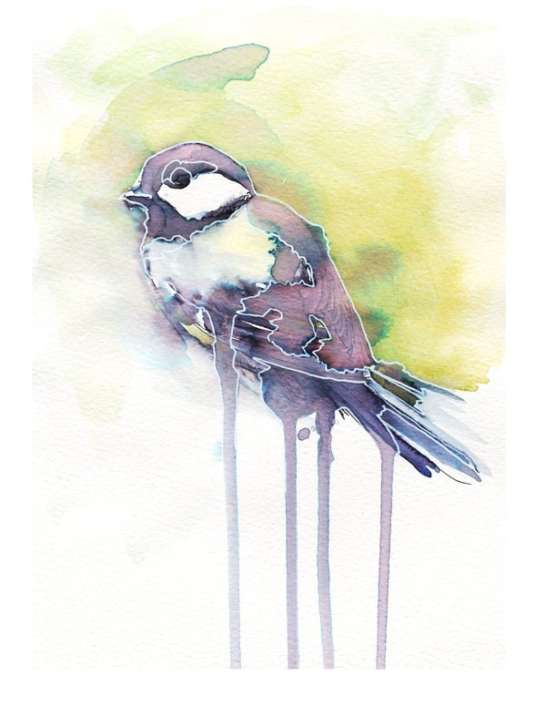 Yellow Chickadee - Watercolor Print