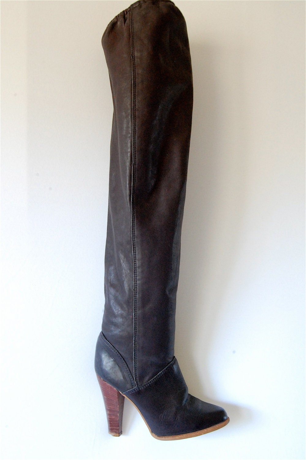 Vintage Zodiac THIGH HIGH leather boots / over the by hausofmirth