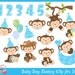 Baby Boy Monkey Clip Art Set
