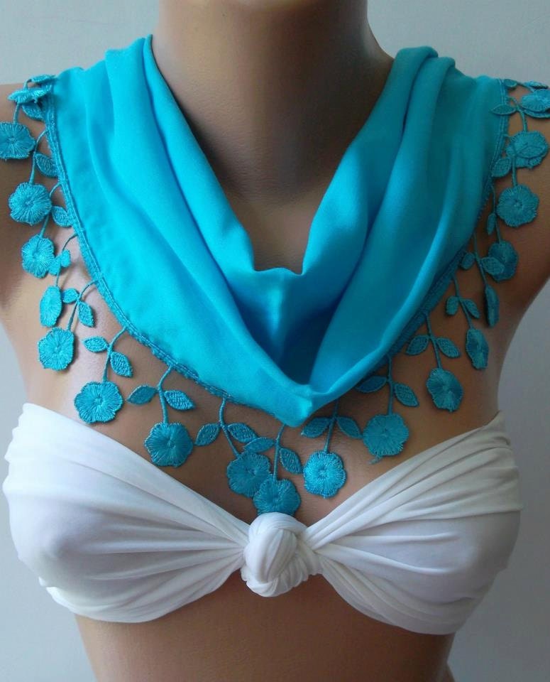 Georgeus Blue - Cotton Scarf - Feminine - Sexy Blue
