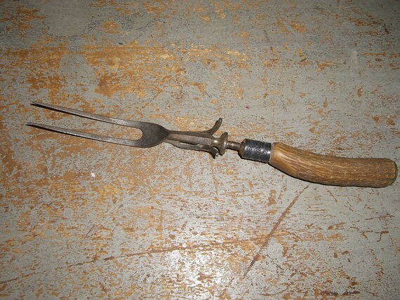 Vintage Fork Meat Carving Primitive Fork Antler by TheBackShak