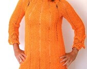 Vintage Dress - Bright Orange Crocheted Mini Dress