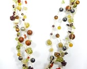 Earth Tones Crochet Necklace and Earring Set