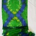 Green and Blue Tie Dye Chiffon Silk Scarf 14"x72"