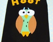 Cute Felt Owl Picture - Fun Animal Wall Art - Quirky Framed Owl on Black background