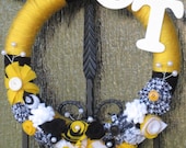 Customizable College Football Yarn Wreath 14 inch - Georgia Tech with Felt flowers