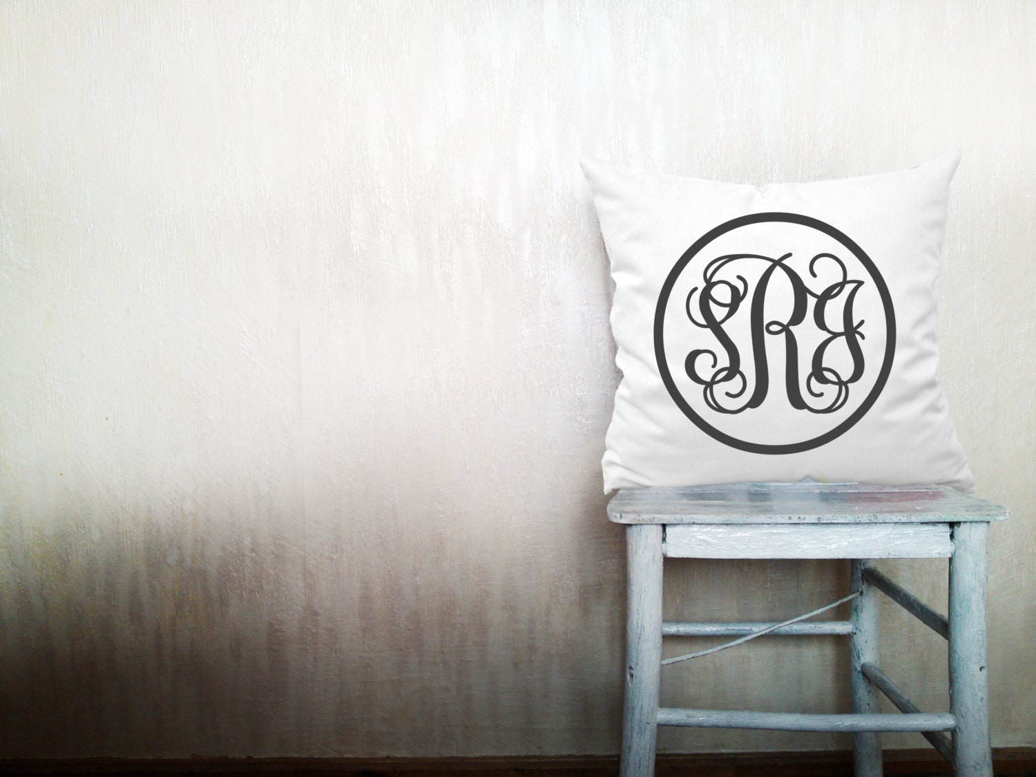 Custom monogrammed pillow decorative throw pillow vine monogram pillow cover white cotton toss letter pillow case 18x18 inches ohtteam