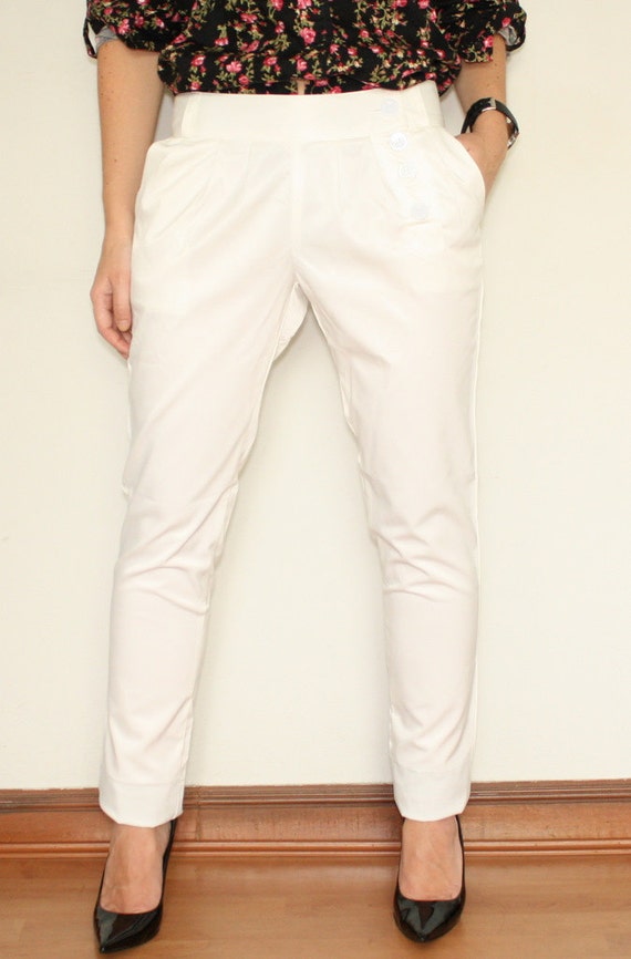 white loose pants ladies